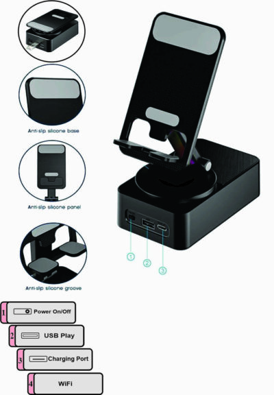 UNIX- 3 in 1 multifunctional wireless speaker with phone holder & power bank